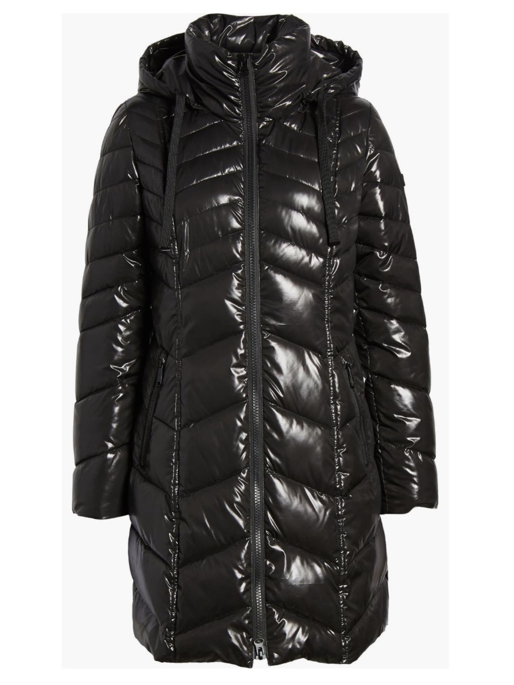 Sam Edelman Long Hooded Puffer Coat Removable Hood Black XXL NWT